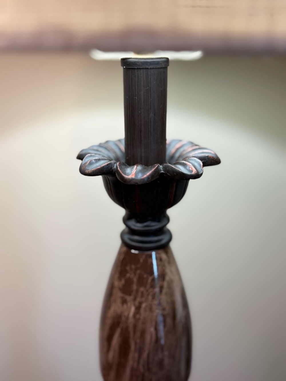 Allen + Roth Bronze Plug In Resin Base Lamp With Fabric Shade - Picture 5 of 10